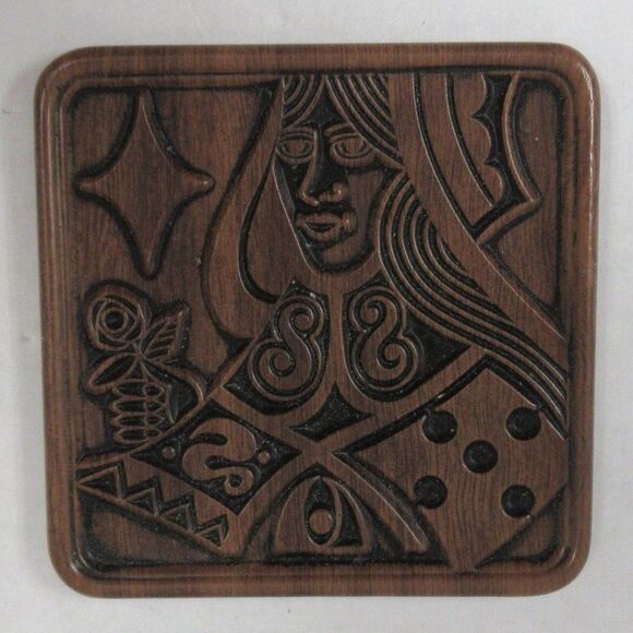 MANTINA 3M Set of 4 Playing Card Themed Coasters VINTAGE Ace Jack Queen King 60s - Picture 3 of 6